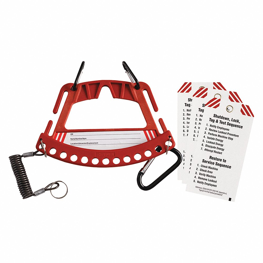 Lockout Station, 5 Components Included, Lockout Station, No Padlocks, Padlock Caddy, Red