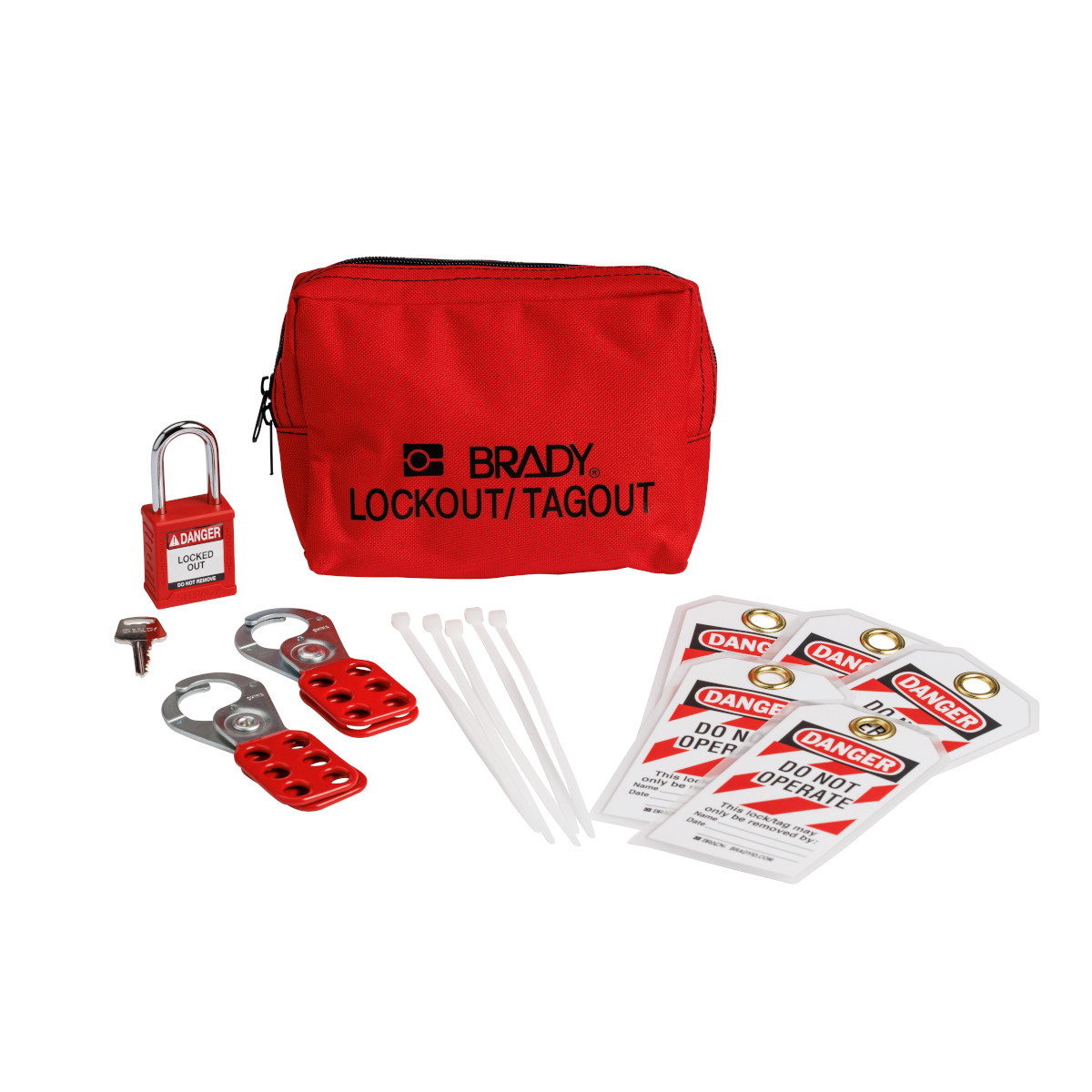 Lockout Kit, Keyed Different Padlocks, Red