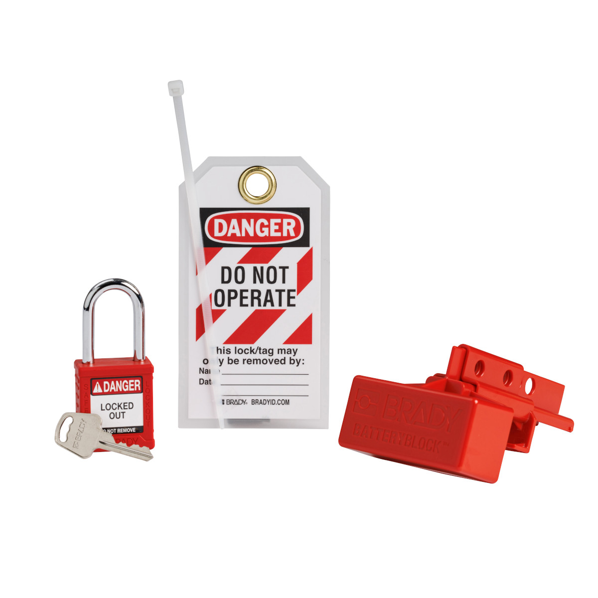 Lockout Kit, Keyed Different Padlocks, Red