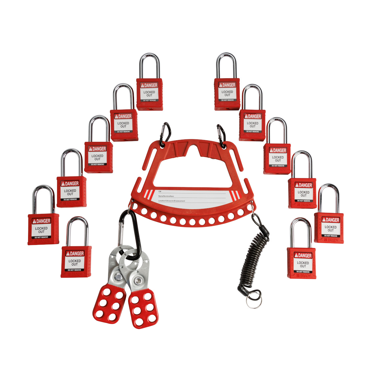 Lockout Kit, Keyed Different Padlocks, Red