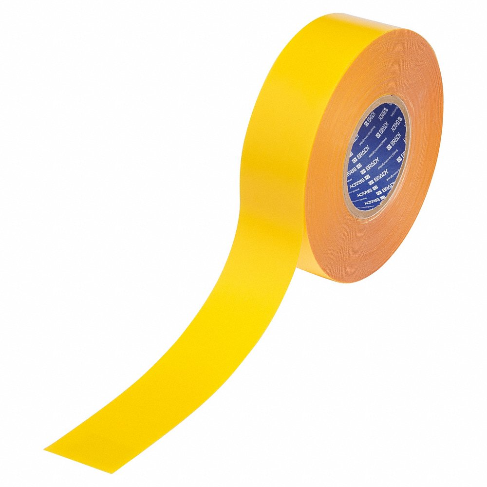 Floor Marking Tape, Solid, Yellow, 2 Inch x 100 ft, 22 mil Tape Thick