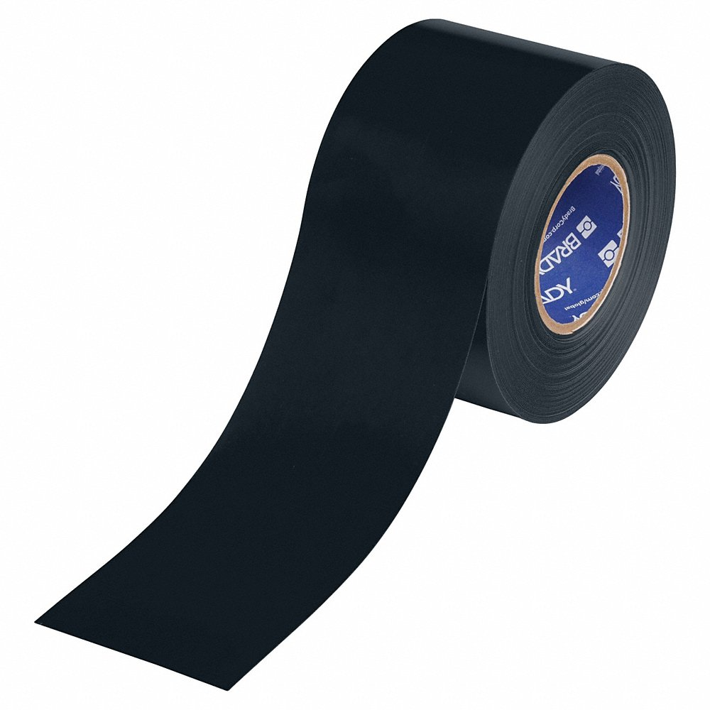 Floor Marking Tape, Solid, Black, 4 Inch x 100 ft, 22 mil Tape Thick