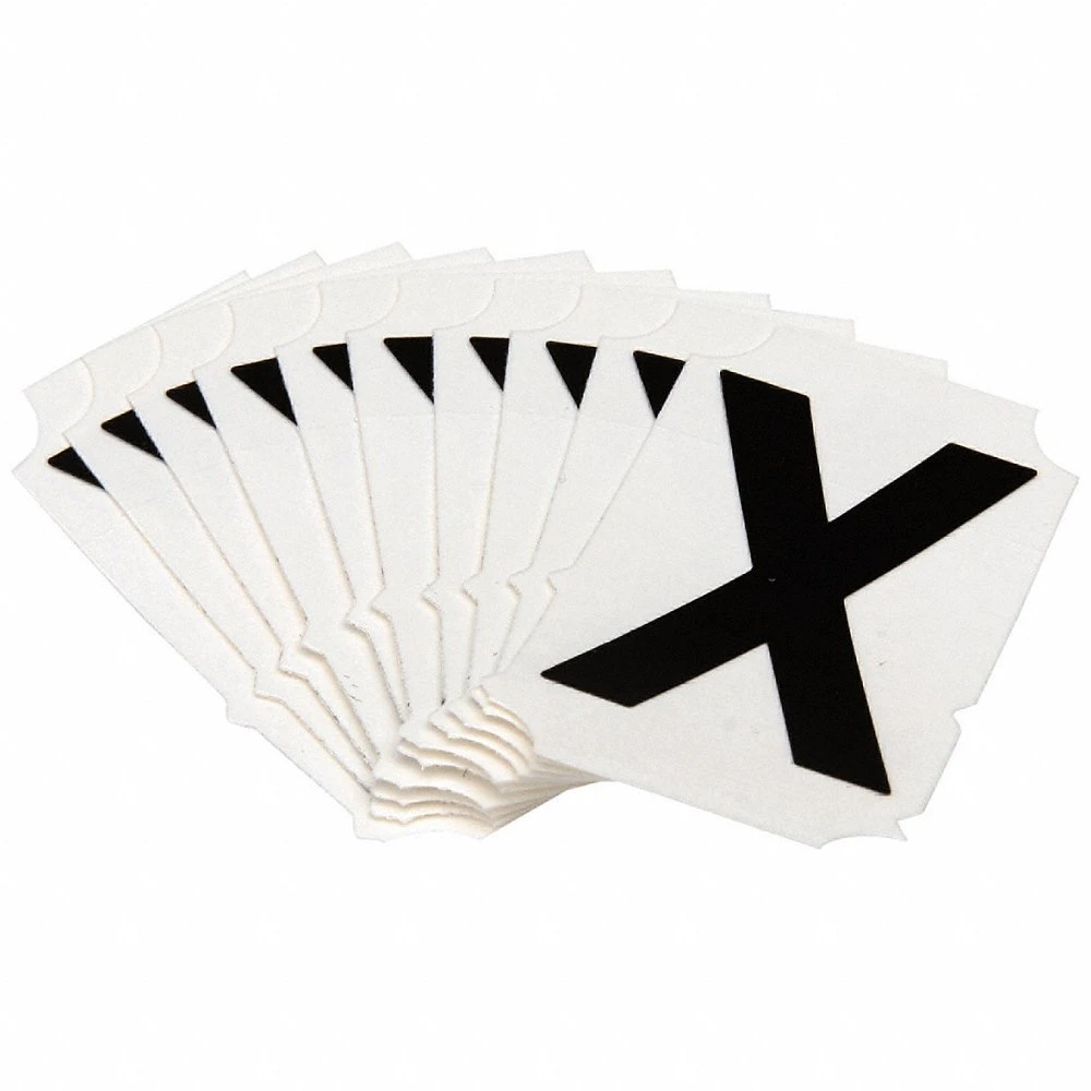 BRADY 5050P-X Numbers And Letters Labels, 2 Inch Character Height, Non-Reflective, Gothic, Black, 10 PK | CT3GWF 800NA5