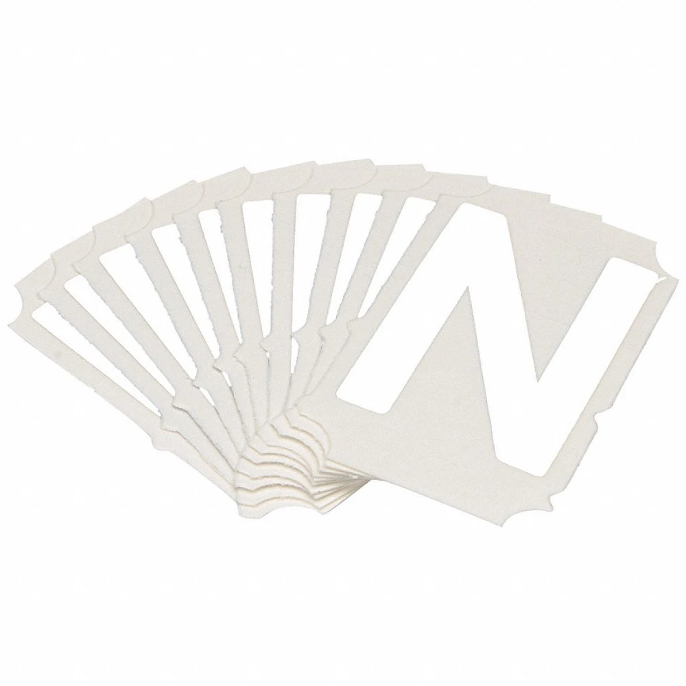 BRADY 5080P-N Numbers And Letters Labels, 2 Inch Character Height, Non-Reflective, Gothic, White, 10 PK | CT3GZX 800P67