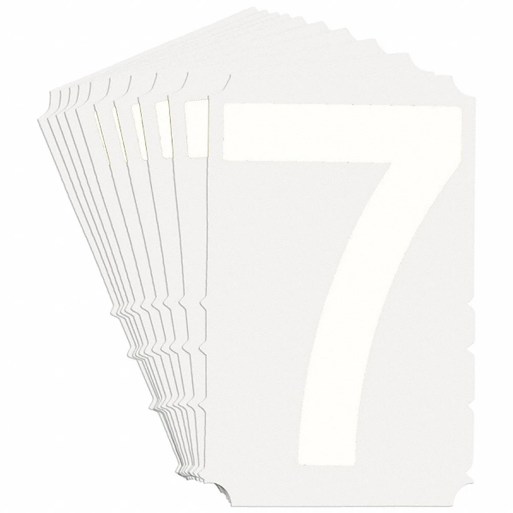 BRADY 5130P-7 Numbers And Letters Labels, 3 Inch Character Height, Non-Reflective, Gothic, White, 10 PK | CT3HMC 800NK1