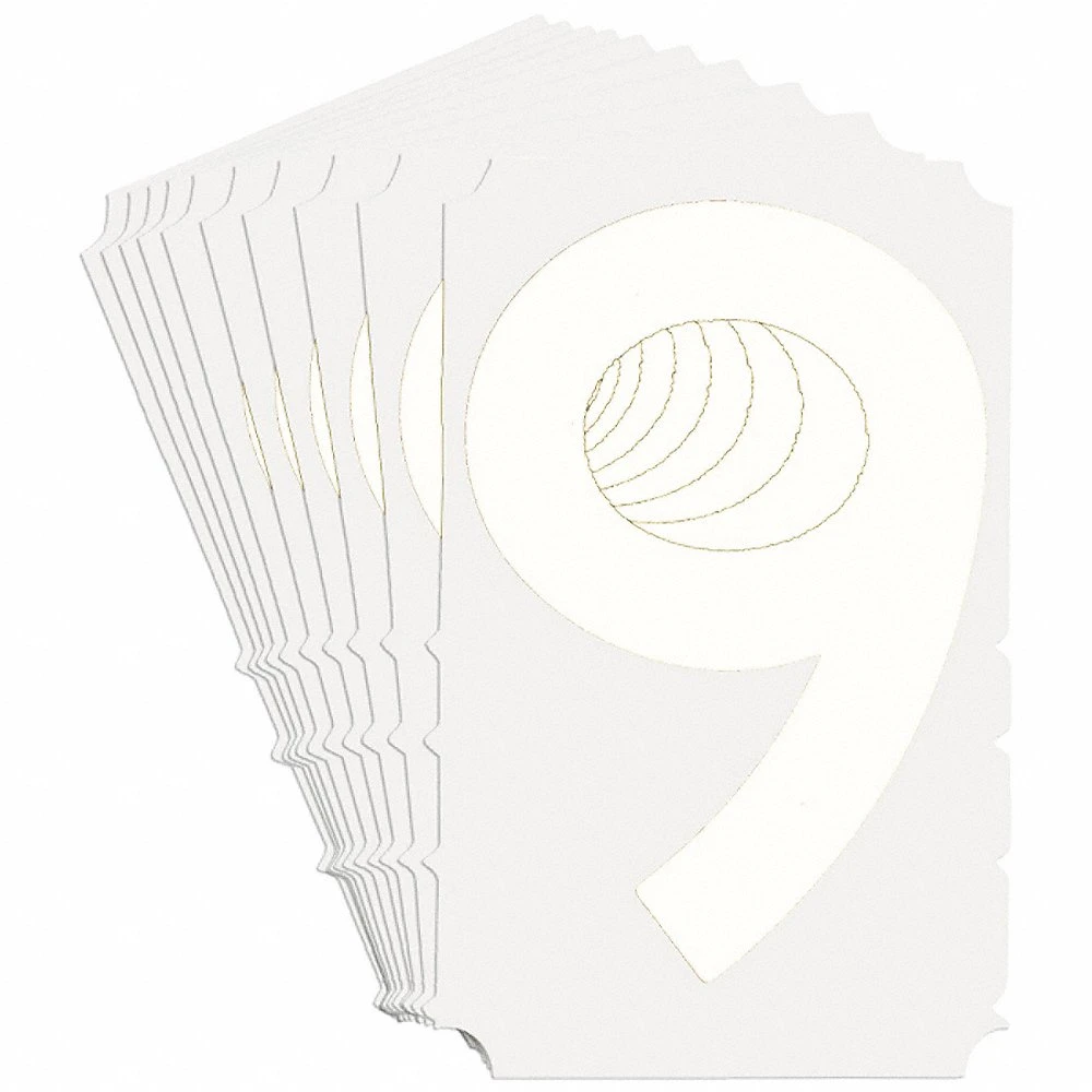 BRADY 5130P-9 Numbers And Letters Labels, 3 Inch Character Height, Non-Reflective, Gothic, White, 10 PK | CT3HLV 800NK3