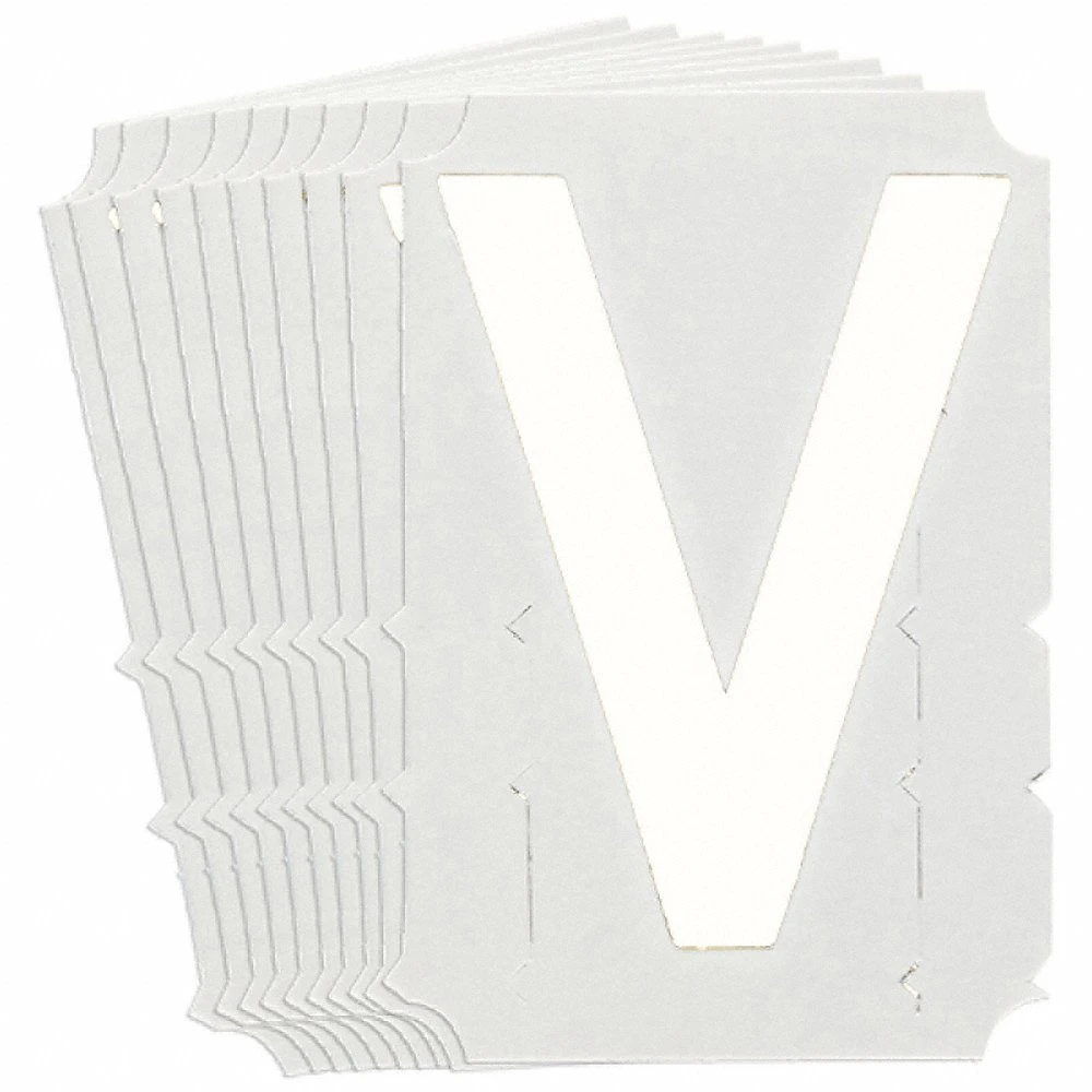 BRADY 5130P-V Numbers And Letters Labels, 3 Inch Character Height, Non-Reflective, Gothic, White, 10 PK | CT3HLF 800P83