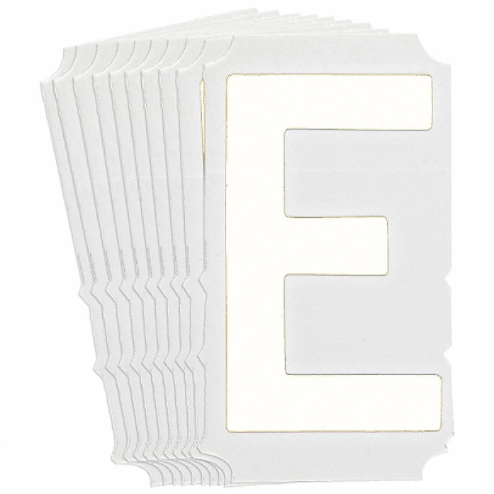 BRADY 5170P-E Numbers And Letters Labels, 4 Inch Character Height, Non-Reflective, Gothic, White, 10 PK | CT3HQH 800NT6