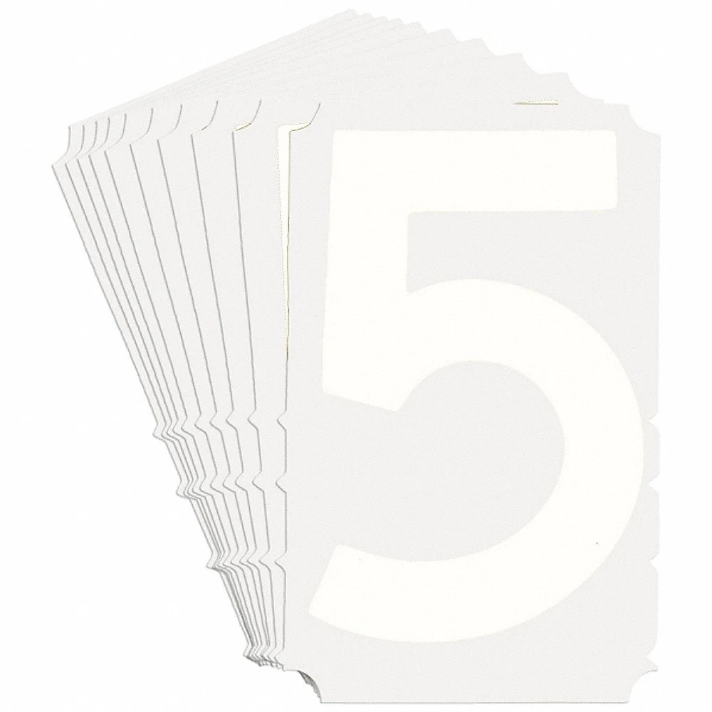 BRADY 5210P-5 Numbers And Letters Labels, 6 Inch Character Height, Non-Reflective, Gothic, White, 10 PK | CT3KER 800NY5