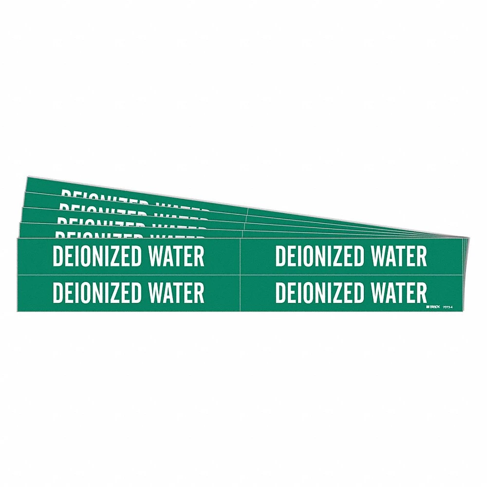 BRADY 7073-4-PK Pipe Marker, Deionized Water, Green, White, Fits 3/4 to 2 3/8 Inch Size Pipe OD | CT9TKC 781ZD7