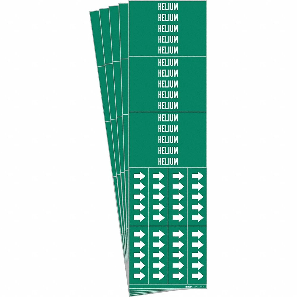 BRADY 7132-3C-PK Pipe Marker, Helium, Green, White, Fits 3/4 Inch and Smaller Pipe OD, 3 Pipe Markers | CU2AVW 781XA6