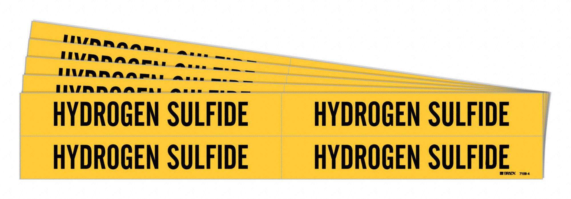 BRADY 7159-4-PK Pipe Marker, Legend: Hydrogen Sulfide, 1 1/8 Inch x 7 Inch Size | CH6LHL 781YP3