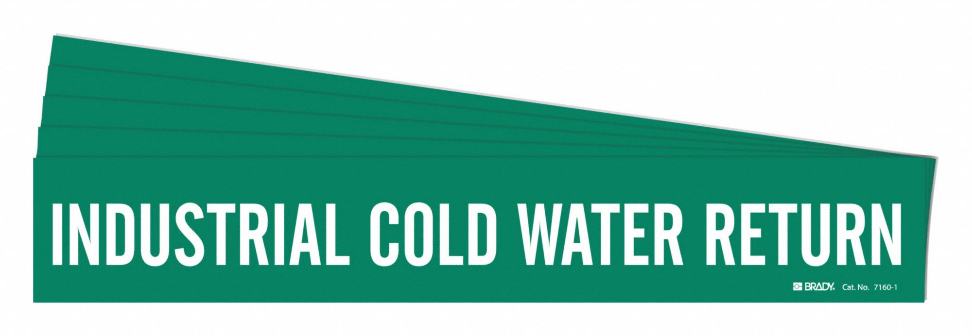 BRADY 7160-1-PK Pipe Marker, Legend: Industrial Cold Water Return, 2 1/4 Inch x 14 Inch Size | CH6LHP 782F13