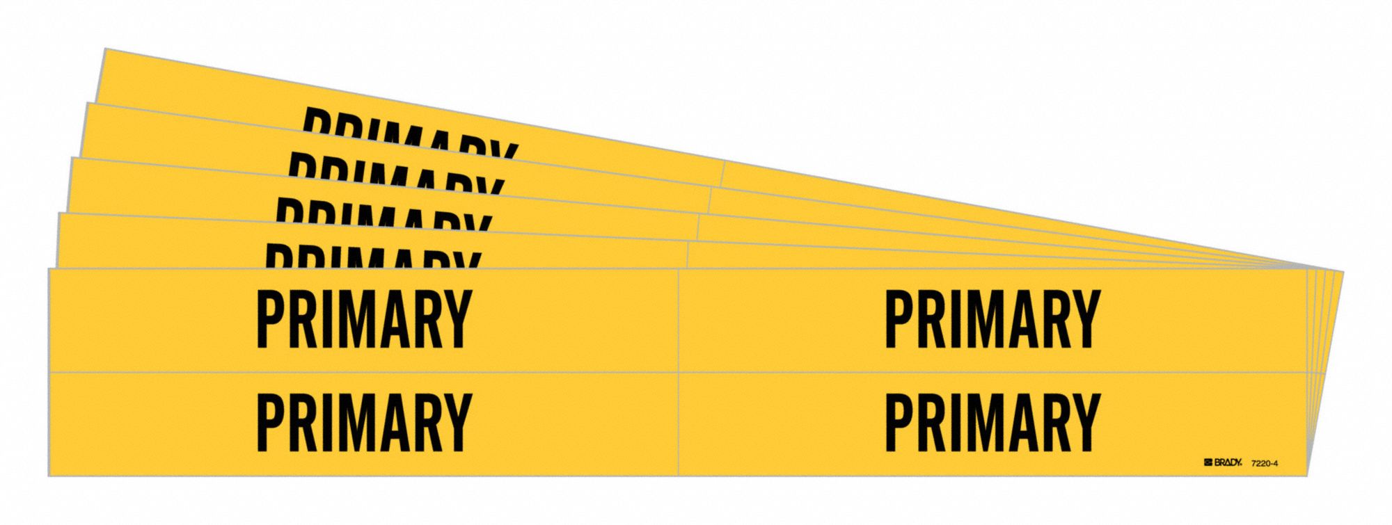 BRADY 7220-4-PK Pipe Marker, Legend: Primary, 1 1/8 Inch x 7 Inch Size | CH6LPZ 782FP5