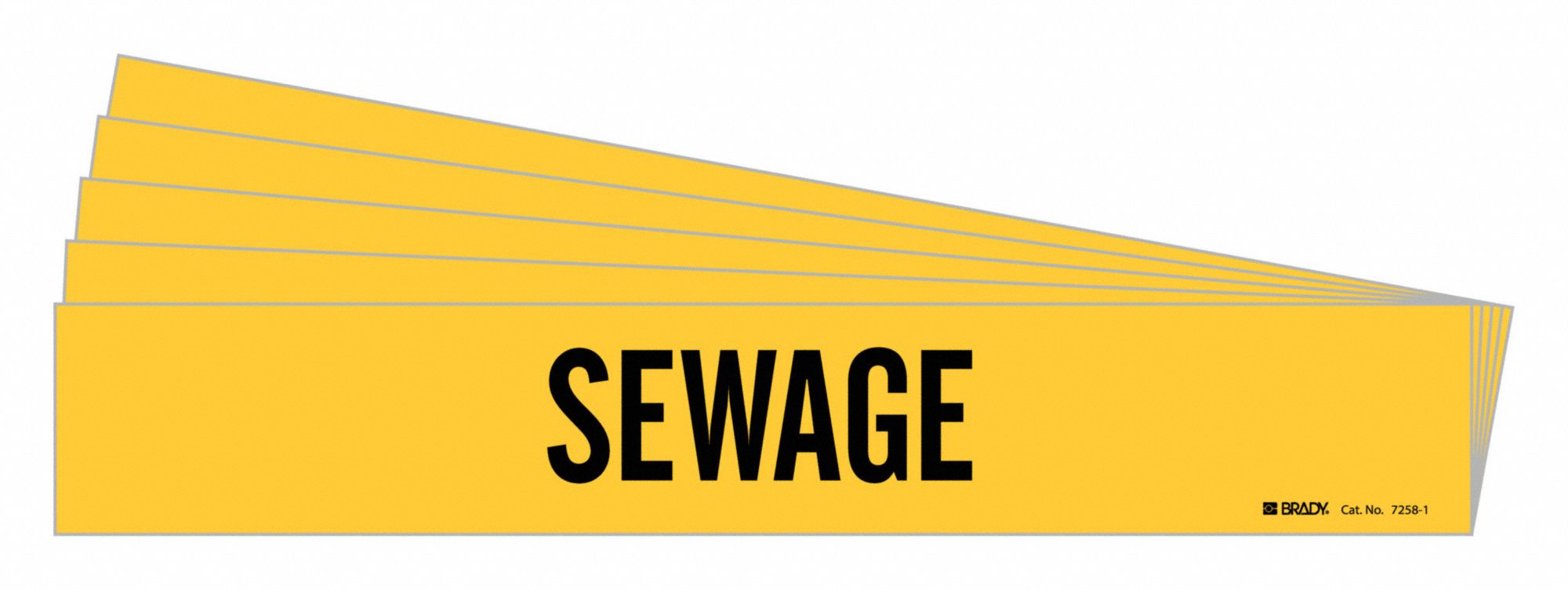 BRADY 7258-1-PK Pipe Marker, Legend: Sewage, 2 1/4 Inch x 14 Inch Size | CH6LVN 781YK3