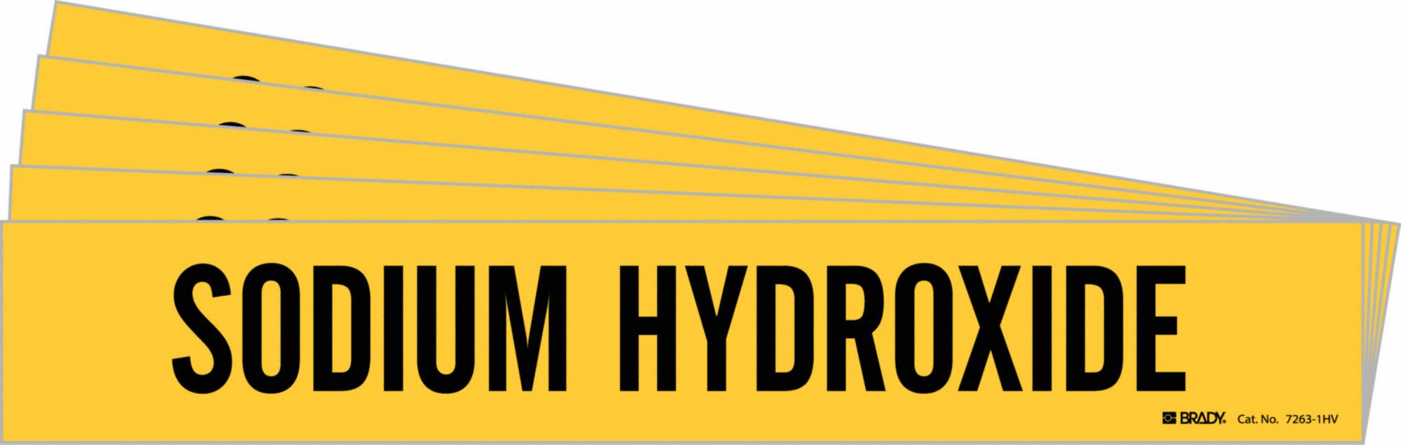 BRADY 7263-1HV-PK Pipe Marker, Legend: Sodium Hydroxide, 4 Inch x 24 Inch Size | CH6LWG 781VG1