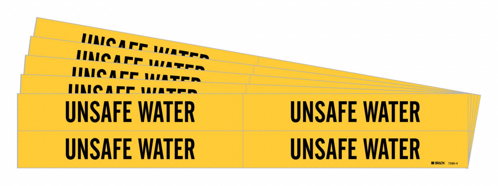 BRADY 7290-4-PK Pipe Marker, Legend: Unsafe Water, 1 1/8 Inch x 7 Inch Size | CH6LZC 781ZC2