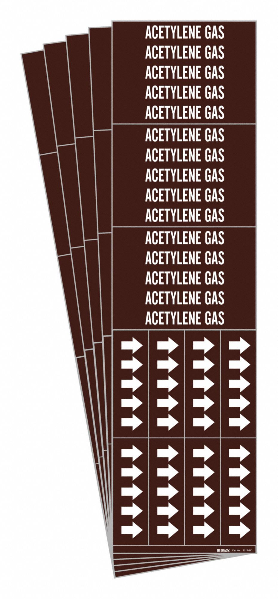 BRADY 7317-3C-PK Pipe Marker, Legend: Acetylene Gas, Iiar System Abbreviation Not Applicable | CH6MBE 781XH9