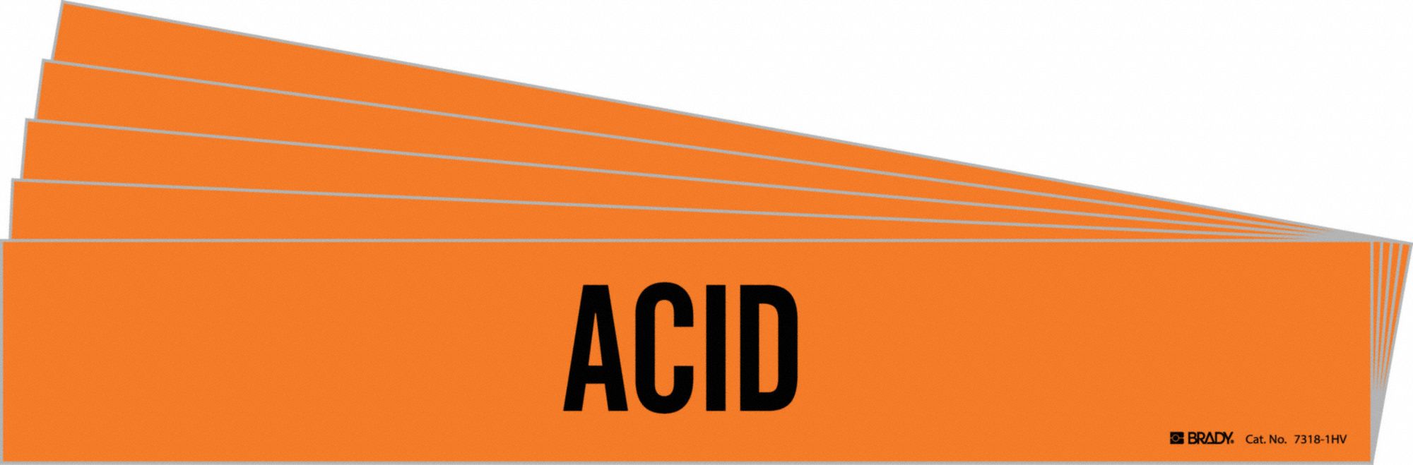 BRADY 7318-1HV-PK Pipe Marker, Legend: Acid, Iiar System Abbreviation Not Applicable | CH6MBF 781VD6