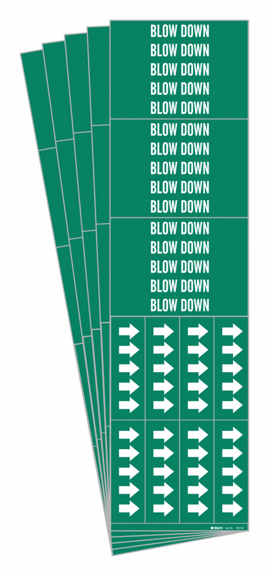 BRADY 7327-3C-PK Pipe Marker, Legend: Blow Down, 2 1/4 Inch x 2 3/4 Inch Size | CH6MCJ 781ZV2