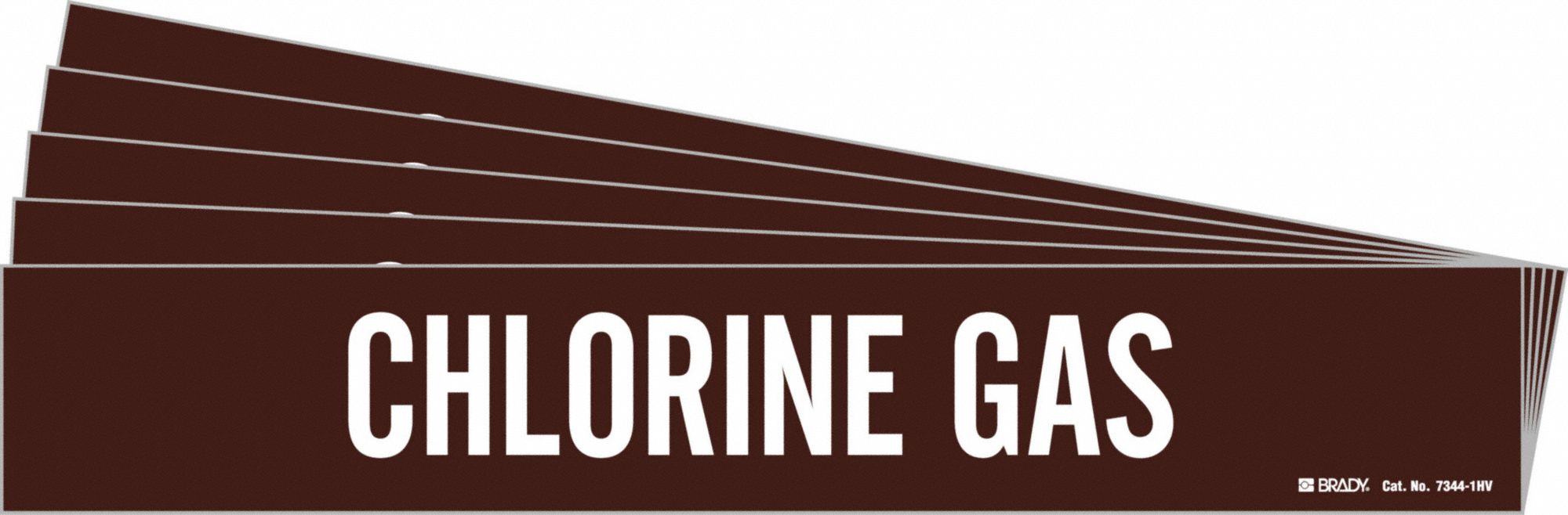 BRADY 7344-1HV-PK Pipe Marker, Legend: Chlorine Gas, Iiar System Abbreviation Not Applicable | CH6MDZ 781WY9