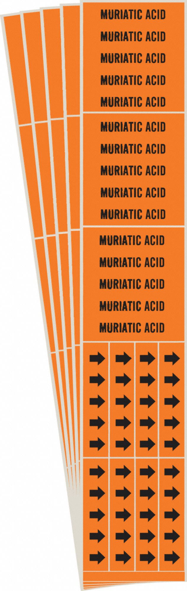 BRADY 7394-3C-PK Pipe Marker, Legend: Muriatic Acid, Iiar System Abbreviation Not Applicable | CH6MLD 781VC0