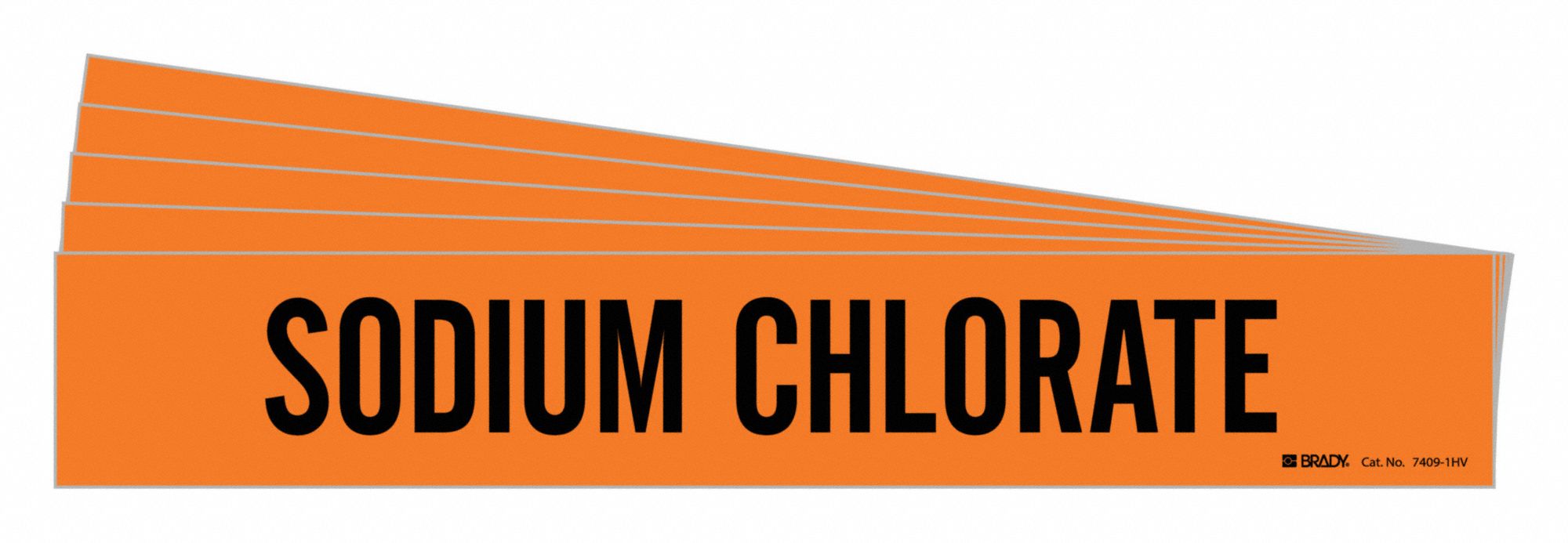 BRADY 7409-1HV-PK Pipe Marker, Legend: Sodium Chlorate, Iiar System Abbreviation Not Applicable | CH6MMX 781Y70