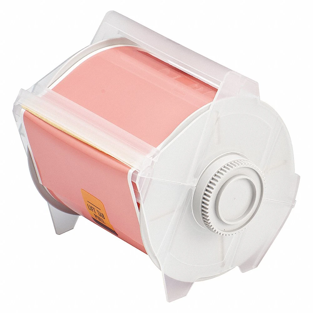 BRADY 76598 Continuous Label Roll, 4 Inch X 100 Ft, Polyester, Pink, Outdoor | CP2LJU 3ME43