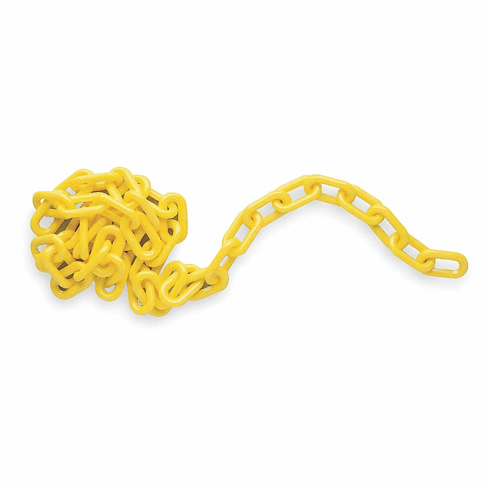 Plastic Chain, 100 ft Length, Yellow, Polyethylene, 2 Inch Link Outside Length