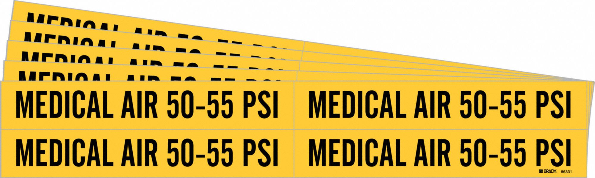 BRADY 86331-PK Pipe Marker, Legend: Medical Air 50-55 Psi, Iiar System Abbreviation Not Applicable | CH6MVU 781VZ9