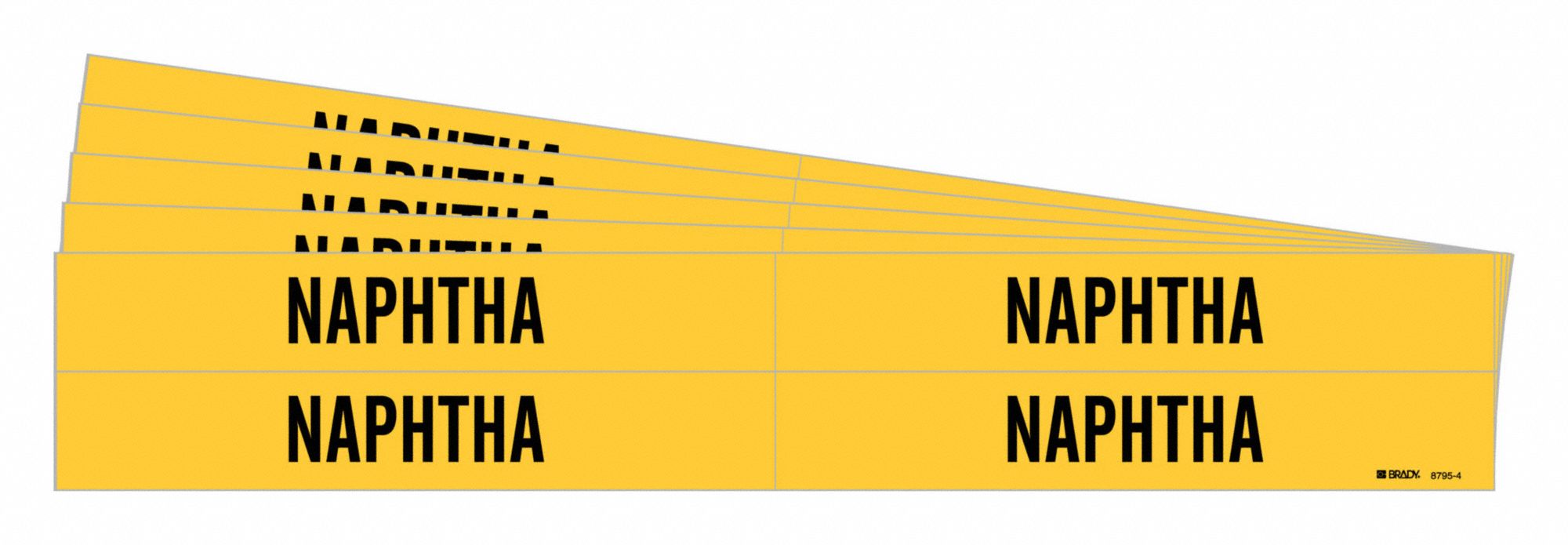 BRADY 8795-4-PK Pipe Marker, Legend: Naphtha, 1 1/8 Inch x 7 Inch Size | CH6MXW 781YN9