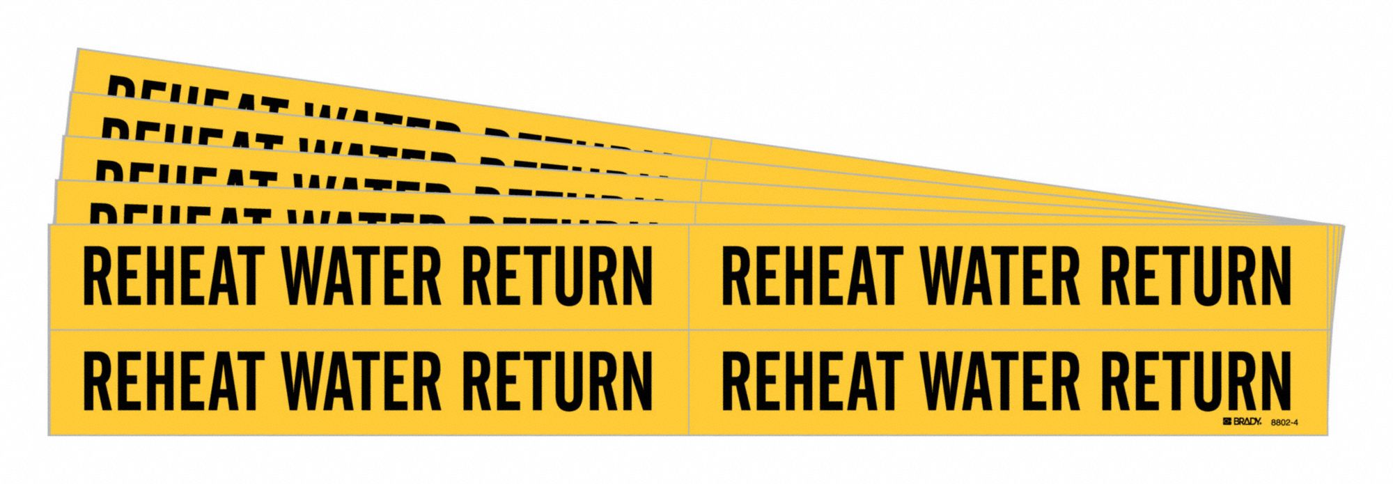 BRADY 8802-4-PK Pipe Marker, Legend: Reheat Water Return | CH6MYQ 781ZT8