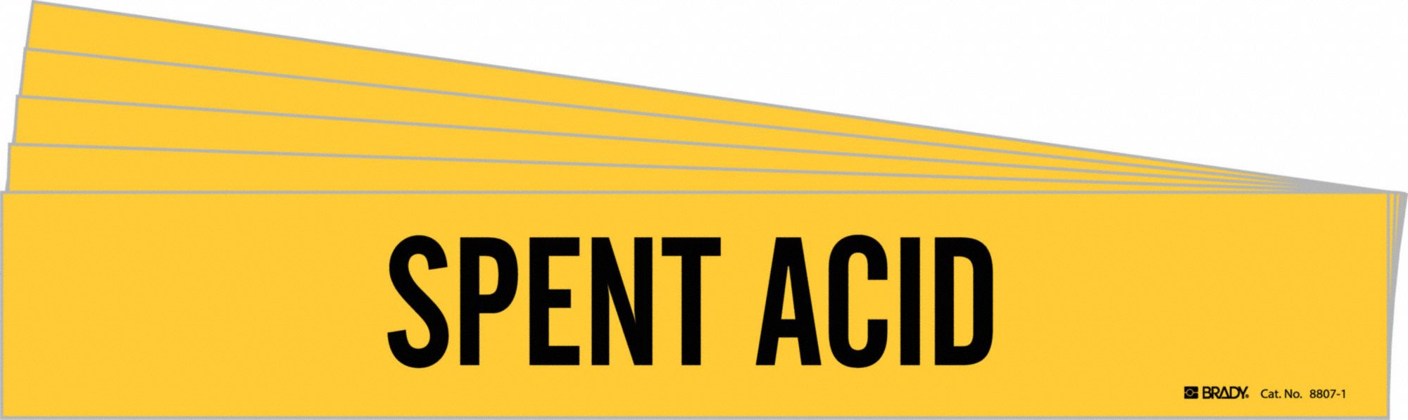 BRADY 8807-1-PK Pipe Marker, Legend: Spent Acid, Iiar System Abbreviation Not Applicable | CH6MZA 781VE8