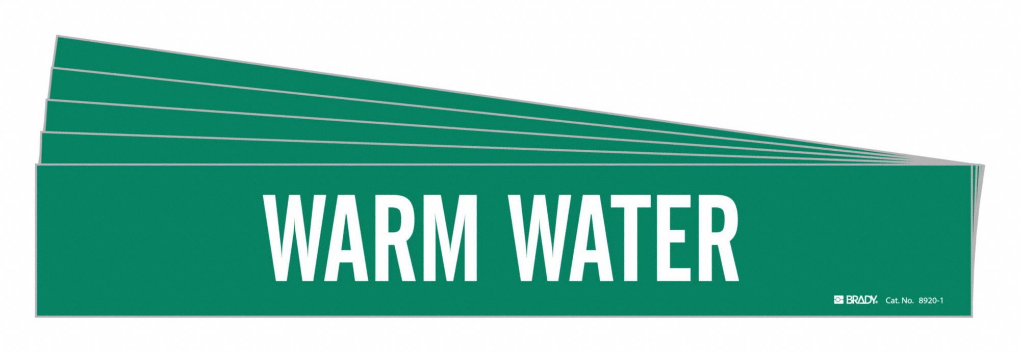 BRADY 8920-1-PK Pipe Marker, Legend: Warm Water, 2 1/4 Inch x 14 Inch Size | CH6MZV 781ZV3