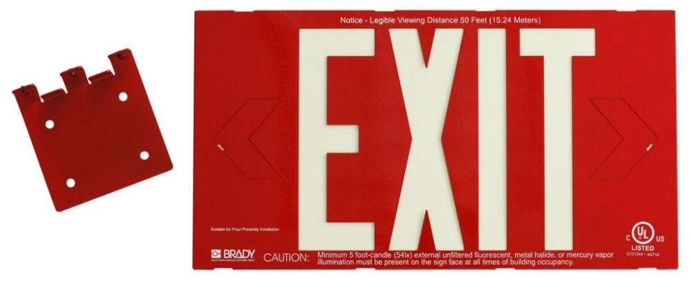 Exit Sign, 8-1/4 x 15 Inch, Yellow/Red, English