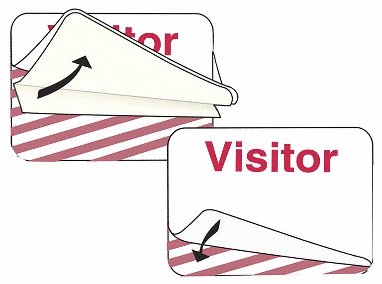 BRADY 95635 Visitor Expiring Badge, 2 Inch x 1/64 Inch Size, Red/White | CH6NFV 55GZ09