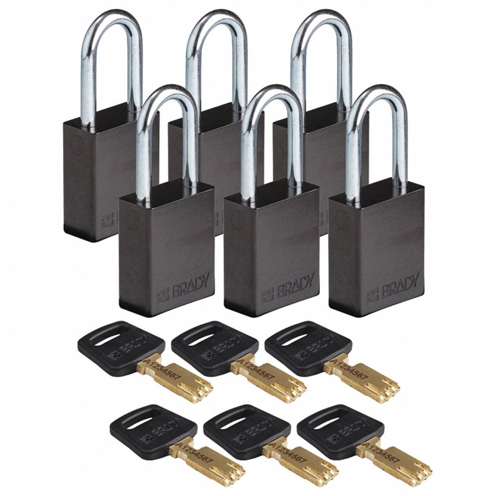 BRADY ALU-BLK-38ST-KA6PK