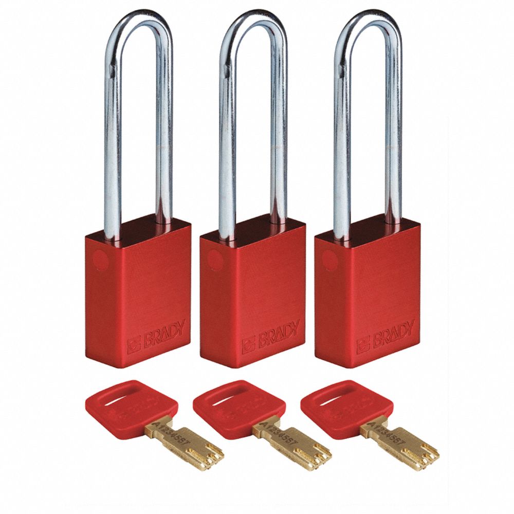 BRADY ALU-RED-76ST-KA3PK