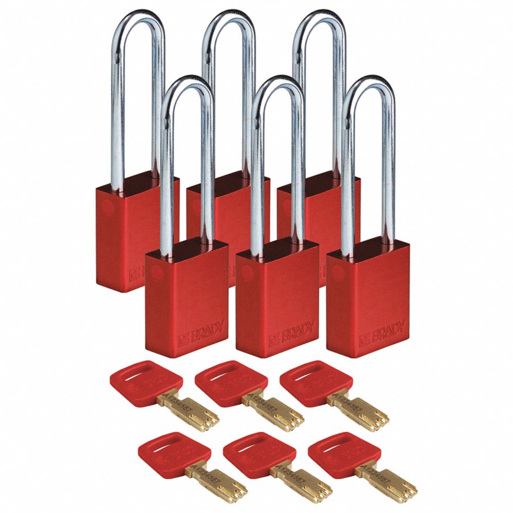 BRADY ALU-RED-76ST-KA6PK