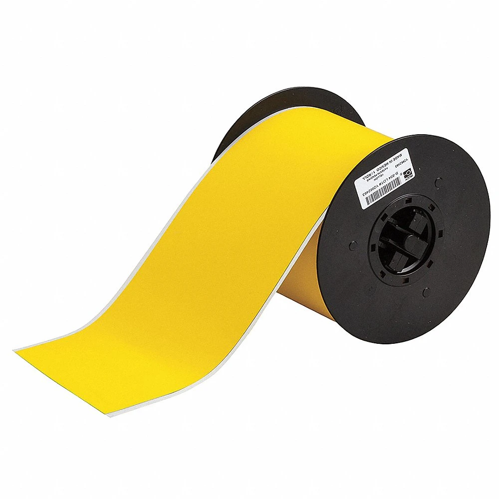 BRADY B30C-4000-854-YL Continuous Label Roll, 4 Inch X 50 Ft, Metal Detectable Polyester, Yellow, Indoor/Outdoor | CP2JPM 29TT31