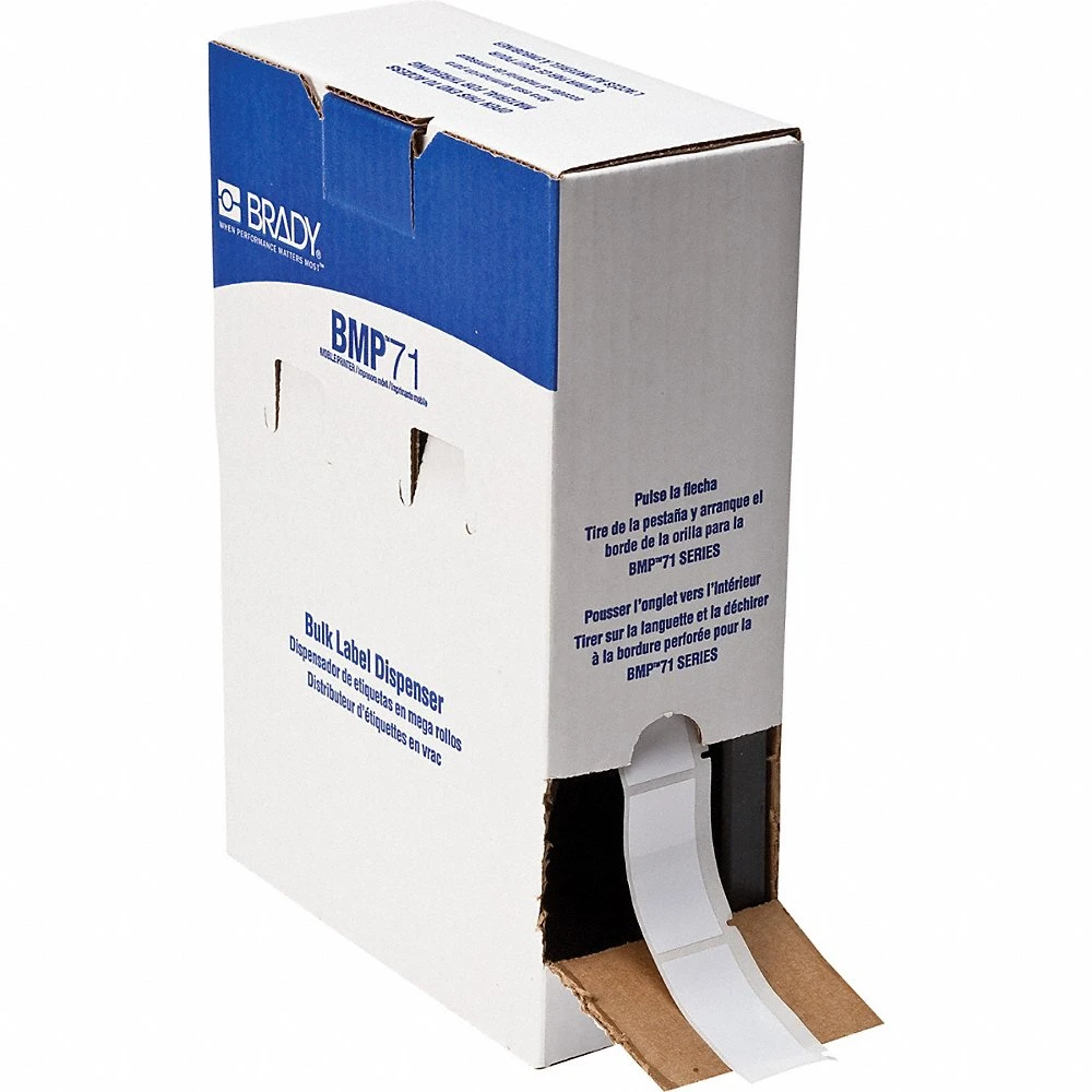 BRADY BM-20-423 Label, 1 Inch Size x 2 Inch, 2 Inch, Polyester, White, 1000 Labels per Roll | CP2CGQ 803RC3