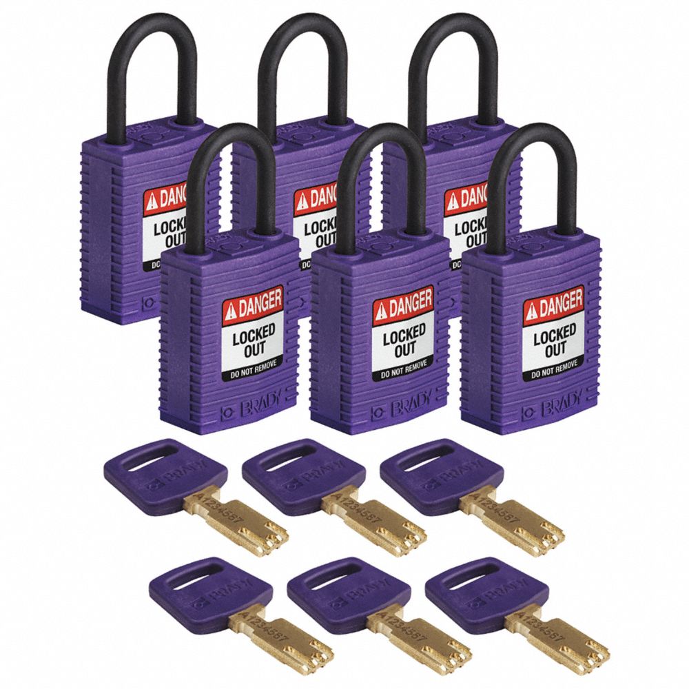 BRADY CPT-PRP-25PL-KA6PK Lockout Padlock, PK 6 | CE9YBU 55JY74