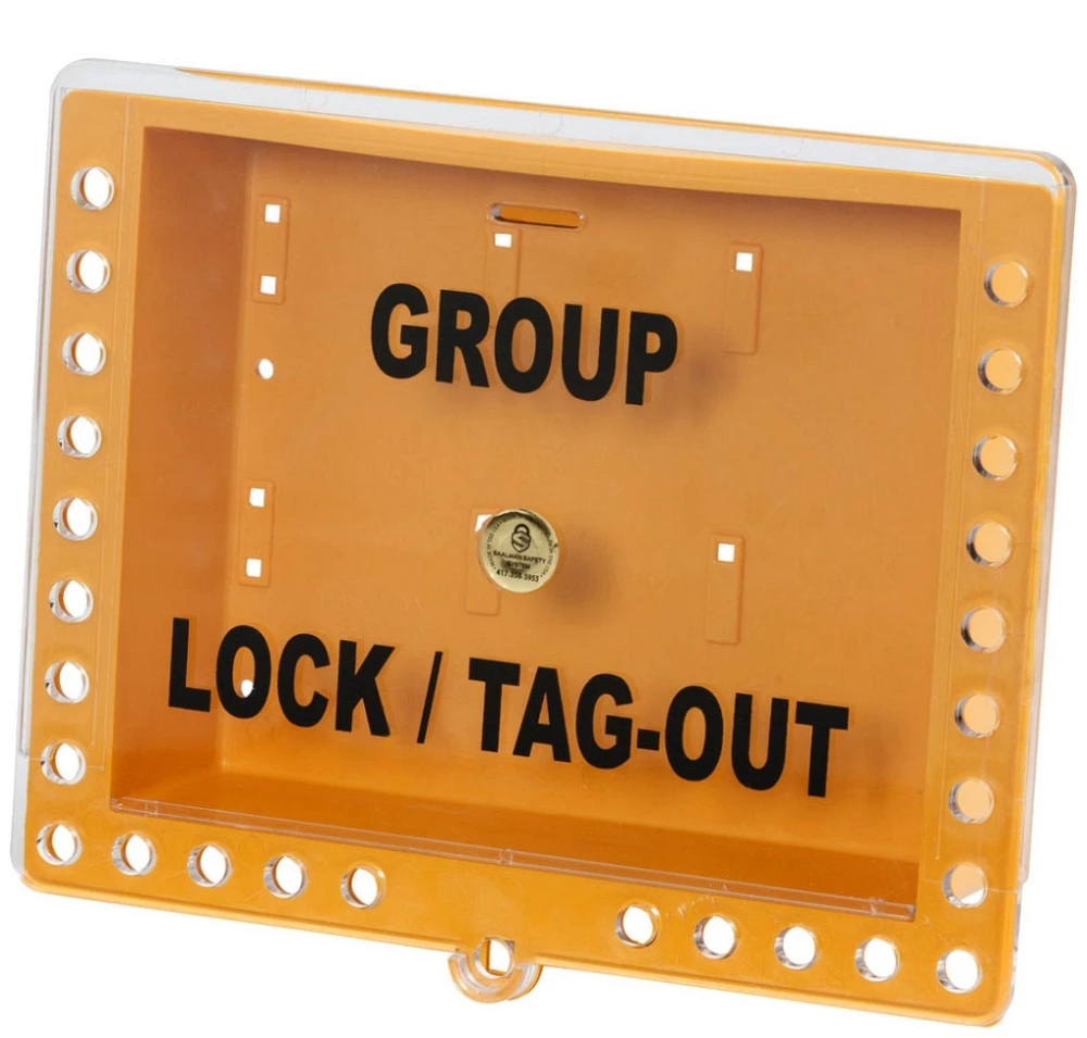 Lockout Tagout Box, 11 x 13 x 4 Inch, 26 Lock Wall Mounted Group , Empty Yellow