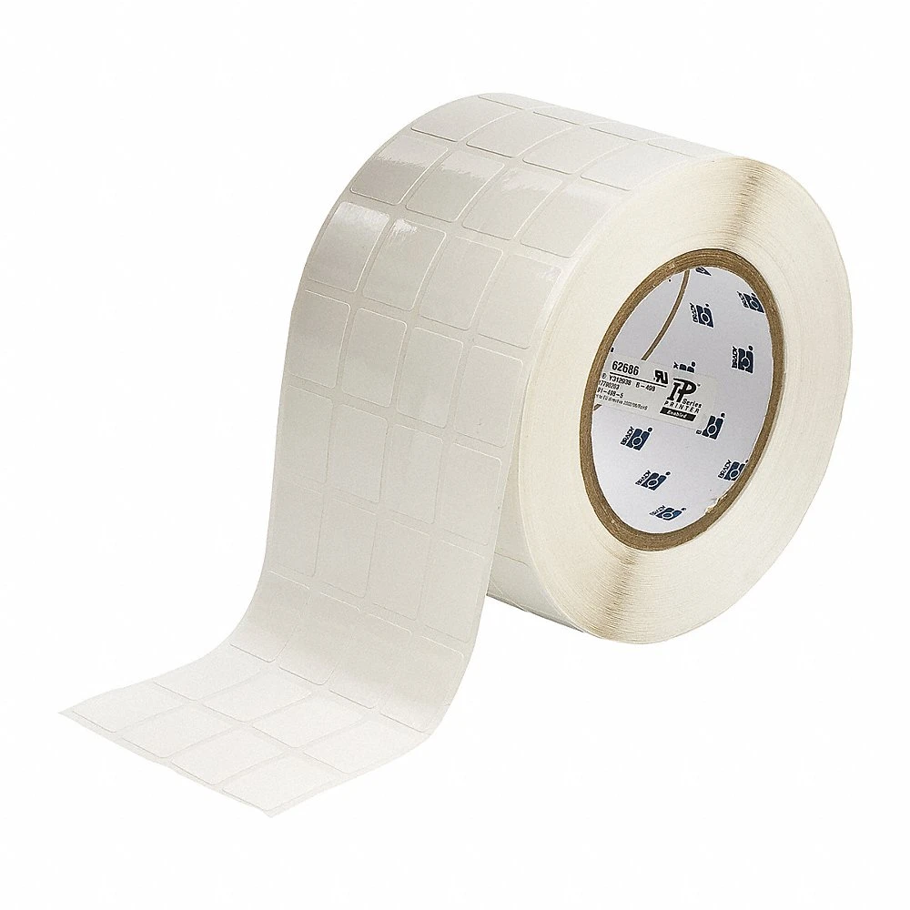 BRADY THT-95-498-5 Precut Label Roll, 1 7/16 x 13/16 Inch Size, 2 51/64 Inch Size, Vinyl, White, 5 | CP2JTV 22MY15