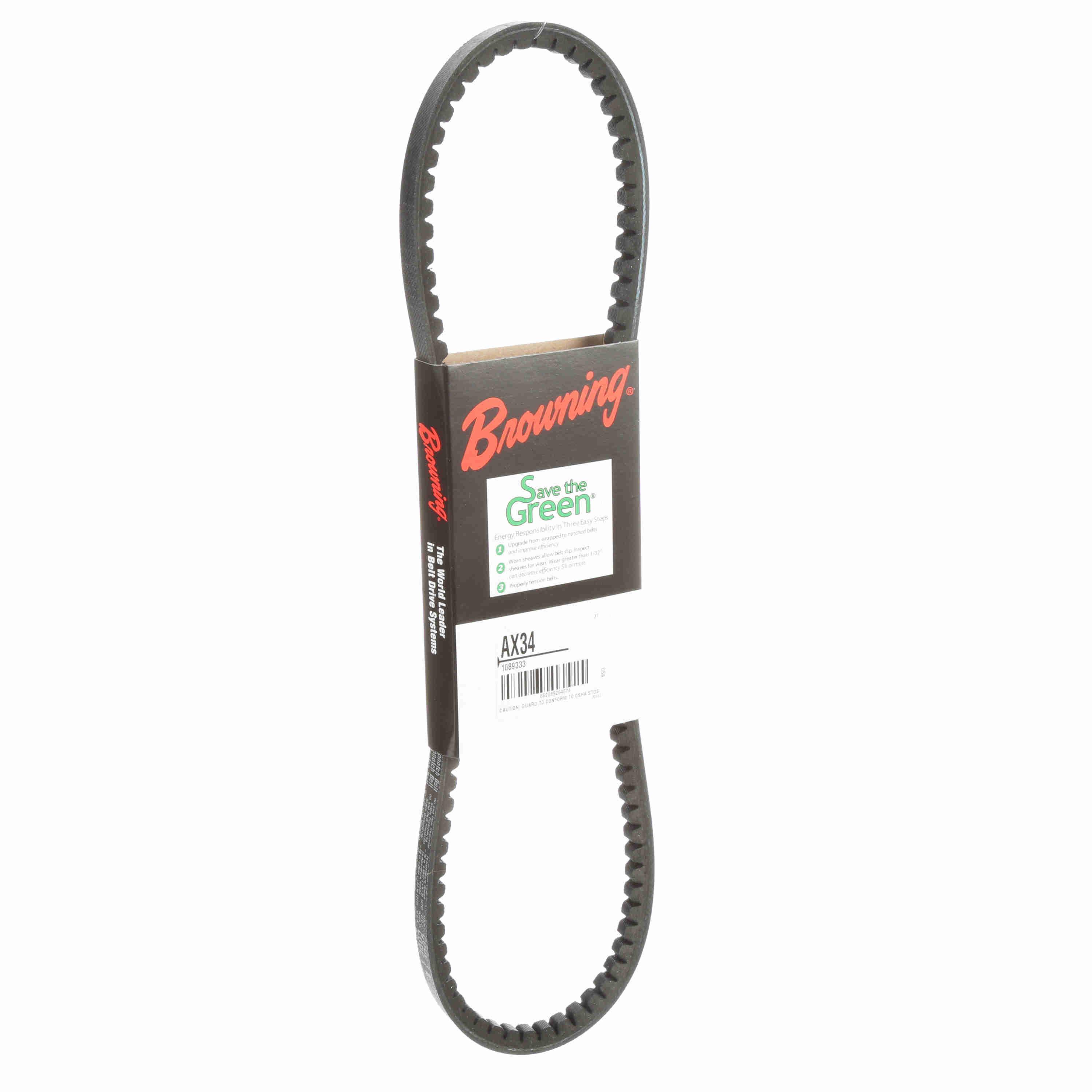 BROWNING 1089333 V-Belt, Notched, 98% Efficient, EPDM | AK6FVL AX34
