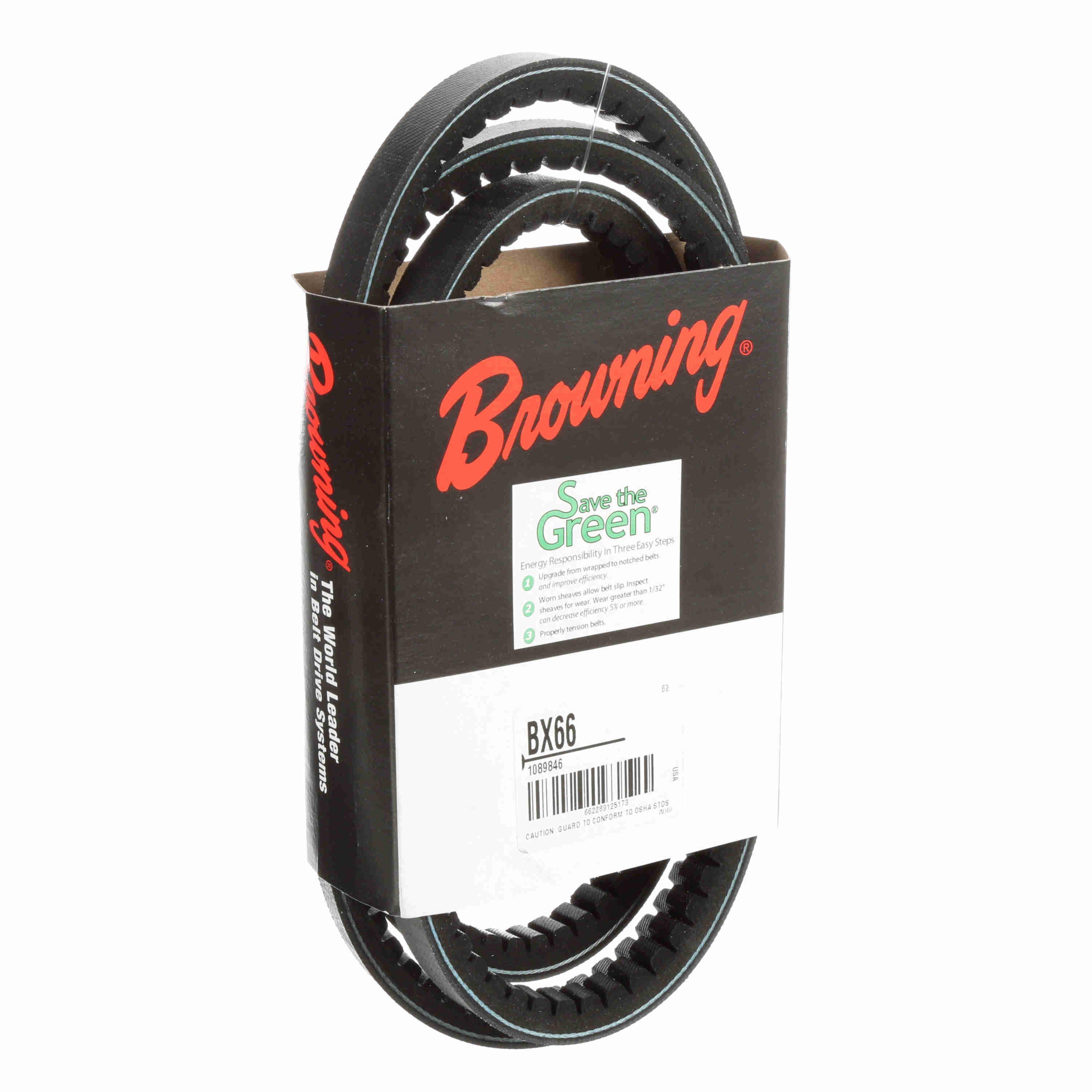 BROWNING 1089846 V-Belt, Notched, 98% Efficient, EPDM | AK6GBY BX66