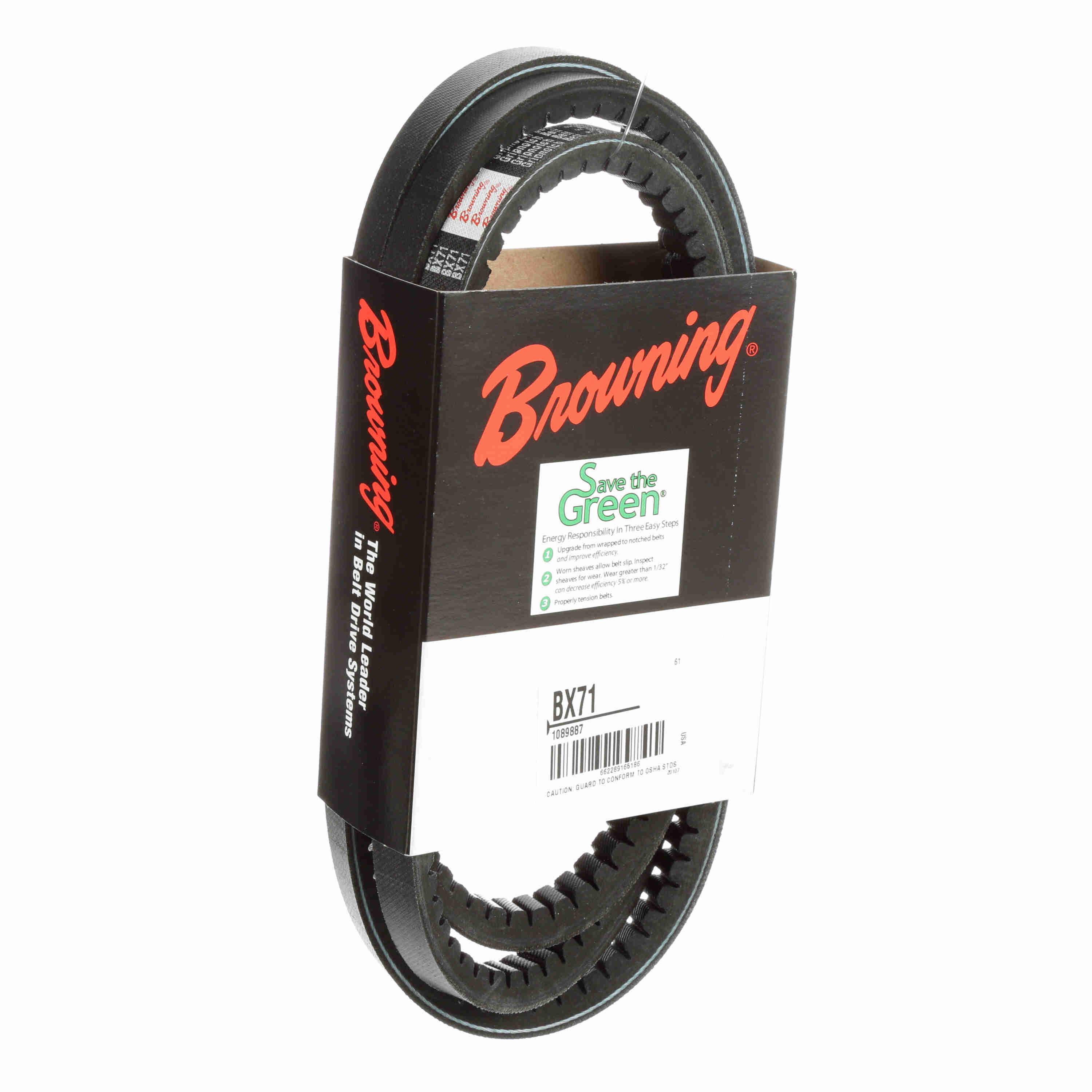 BROWNING 1089887 V-Belt, Notched, 98% Efficient, EPDM | AK6GCQ BX71