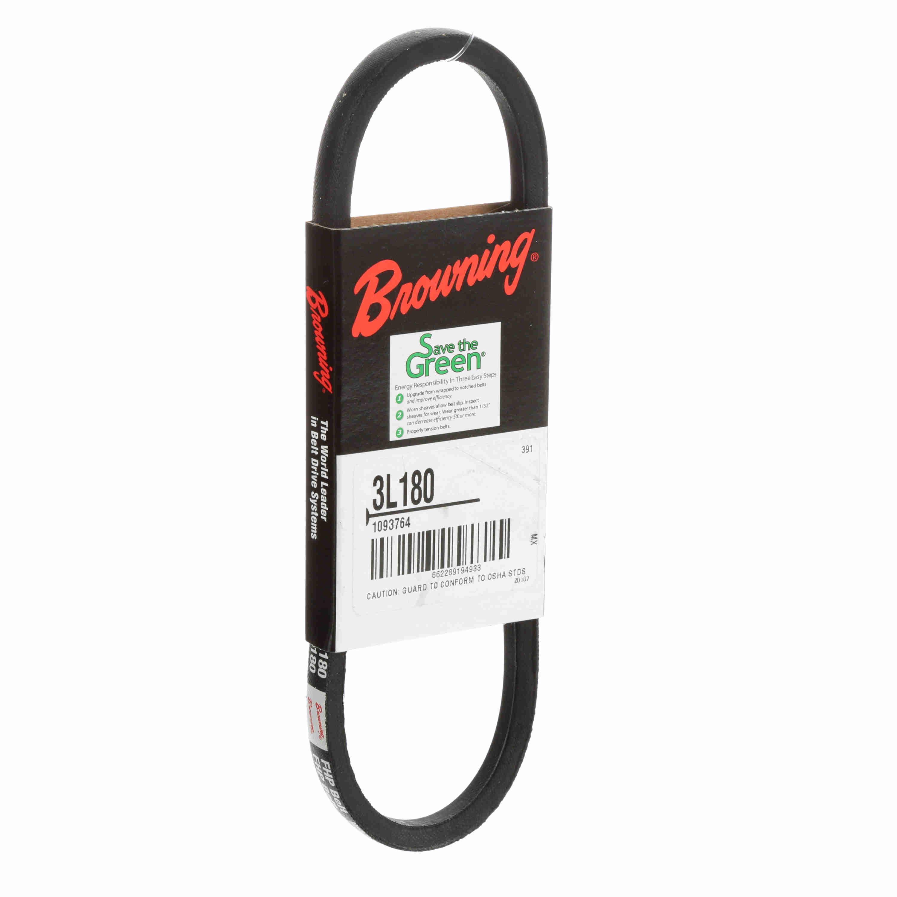 BROWNING 1093764 V-Belt, Rubber | AX3RZU 3L180