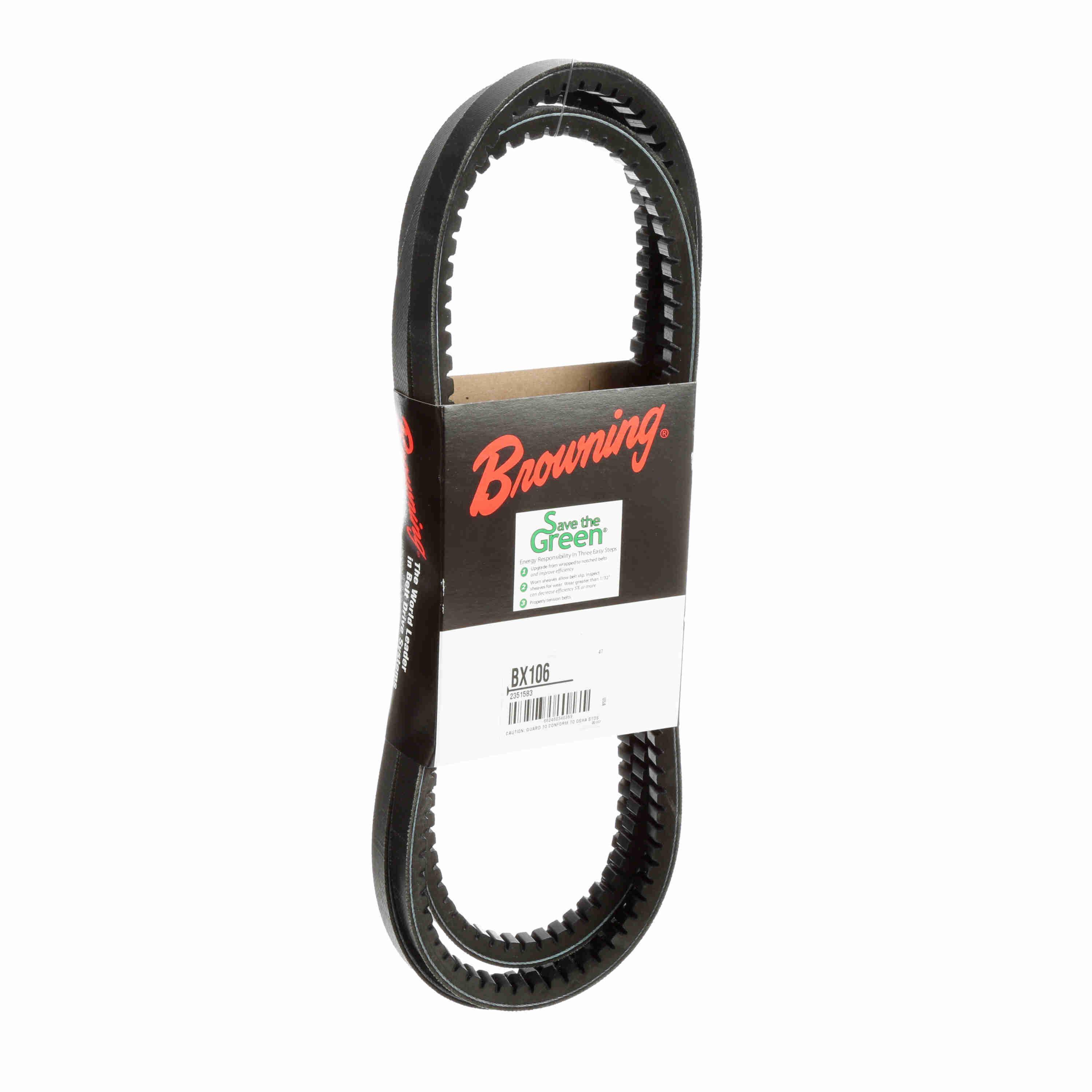 BROWNING 2351583 V-Belt, Notched, 98% Efficient, EPDM | AL4UAF BX106