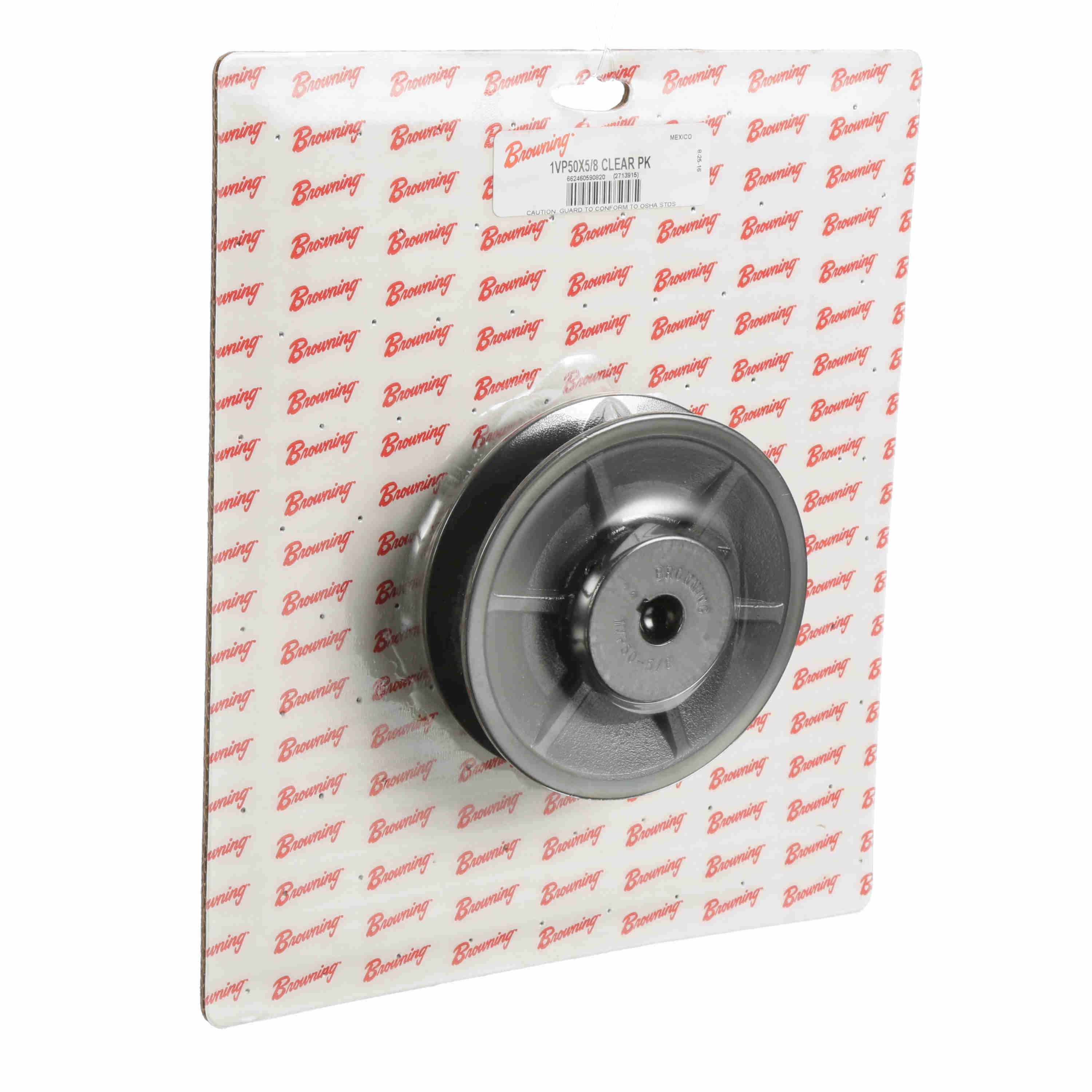 BROWNING 2713915 V-Belt Sheave, Variable Pitch, Finish Bore, 1 Groove, Cast Iron, Clear Pack | AM8PPE 1VP50X5/8 CLEAR PK
